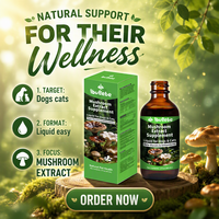 Complément alimentaire liquide à base d'extrait de champignons pour chiens et chats, bêta-glucanes et antioxydants, 2 fl oz (60 ml), usage quotidien pour animaux domestiques