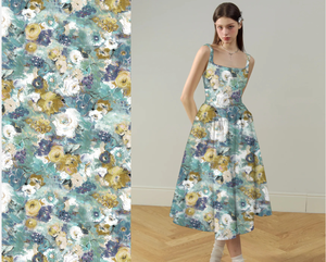 Tela de Nailon y Rayón <span class=keywords><strong>Crespo</strong></span> de 125 g/m² con Estampado Floral Digital, Diseño Personalizado, Venta al Por Mayor de Fábrica - Product Image 1