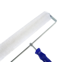 Rouleau à picots en époxy de 18 pouces pour peinture de sol auto-nivelante, kit de rouleau à picots avec tige télescopique détachable