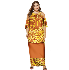 Conjunto Puletasi <span class=keywords><strong>de</strong></span> Samoa Nuevo, Diseño Tribal Polinesio Personalizado, Conjunto <span class=keywords><strong>de</strong></span> 2 Piezas para <span class=keywords><strong>Mujer</strong></span>, Vestidos Isleños, Spandex/Poliéster - Product Image 3