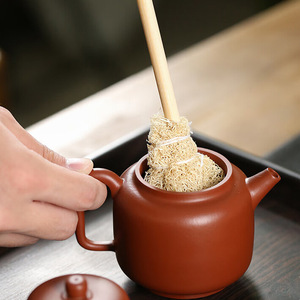 New Natural Loofah Cup with Solid Wood Handle Baby Bottle Brush <b>Tea</b> Divider Kung Fu <b>Tea</b> <b>Set</b>-Evenly Distributes Cups - Product Image 3