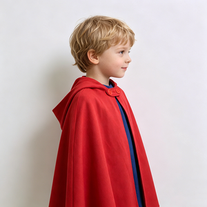 <span class=keywords><strong>Capa</strong></span> con Capucha para Niños, Color Rojo Sólido, con Adorno de Pompones, Disfraz de <span class=keywords><strong>Caperucita</strong></span> <span class=keywords><strong>Roja</strong></span> - Product Image 5
