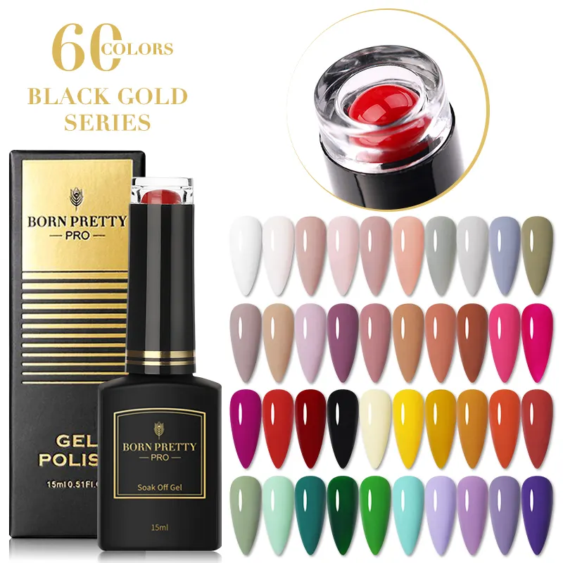 Polish Nail BORN PRETTY Pro 2022 15ml Black Gold Series 60 Colors Nail Gel Colorful Soak Off Manicuring UV Gel Polish