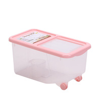 Boîte à riz en plastique à grande capacité avec roulettes, seau à riz scellé, anti-humidité, pour céréales, design moderne