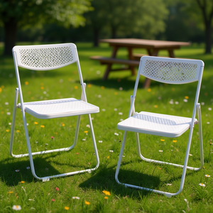 Chaise pliante en plastique blanc, légère, portable, empilable, pour extérieur, jardin, pique-nique, fête, mariage, usage intérieur - Product Image 2