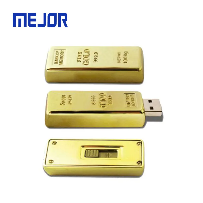 Vàng PENDRIVE 32GB Memory Stick 8 gam Glossy kim loại 999 goldbar Pen Drive 64 gam Flash 3.0 USB vàng Thanh