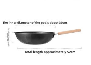 <span class=keywords><strong>Casserole</strong></span> en fer antiadhésive de 3L pour cuisinière à gaz, sans revêtement, avec poignée en bois, isolation thermique et protection anti-brûlure, pour la production en série - Product Image 3