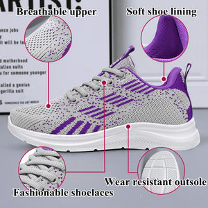 Baskets de mode décontractées respirantes légères à dessus tissé à la mouche <span class=keywords><strong>multicolore</strong></span> pour femmes - Product Image 4