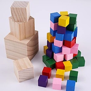 บล็อกไม้ขนาด 2x2x2 นิ้ว ของเล่นเสริมพัฒนาการสำหรับเด็กอายุ 2 ถึง 4 ปี วัสดุงานฝีมือสำหรับเด็กทั้งชายและหญิง - Product Image 2