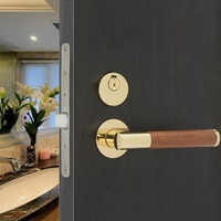 Poignée de porte intérieure de luxe dorée avec poignée décorative pour maison et toilettes publiques, loquet silencieux, serrure de porte à poignée séparée