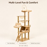 Arbre à chat tout-en-un gain de place avec lit capsule spatiale et plateforme pour chats petits et grands, usage intérieur