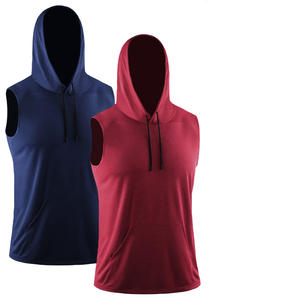 قمصان رياضية بدون أكمام للرجال مع شعار مخصص، هودي رياضي للتمارين، ملابس رياضية بمقاسات كبيرة مع قلنسوة - Product Image 3