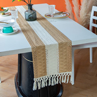 Linge Tablestant Lit Pied Serviette Couleur Bloqué Noué Gland Salon Meuble TV Table Basse Longue Nappe Chemin De Table