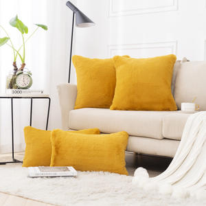 Housse de coussin carrée en fourrure de lapin, couleur unie, pour canapé et chambre à coucher, lavable, en polyester - Product Image 4