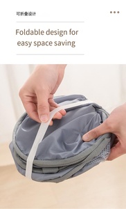 Sacs à linge en filet portables de haute qualité, paniers à linge de voyage en filet et sacs à linge pliables bleus avec logo personnalisé - Product Image 2