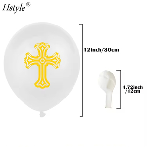 Hstyle 12 piezas 12 pulgadas bautismo <span class=keywords><strong>globos</strong></span> de látex Dios te bendiga decoraciones de primera <span class=keywords><strong>comunión</strong></span> para bautismo Cruz palomas <span class=keywords><strong>globos</strong></span> de látex - Product Image 5