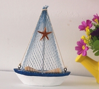 Modèle de bateau à voile en bois de 15 cm, décoration de bureau, thème marin méditerranéen, sculpture artisanale, décoration de gâteau