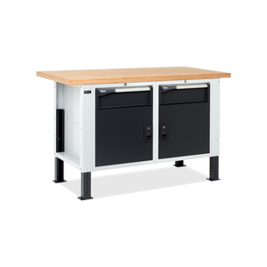 Masterbr1504 banco da lavoro in metallo forziere 2 armadi 1 cassetto in acciaio ferro postazione di lavoro per magazzino ufficio magazzino officina OEM - Product Image 1
