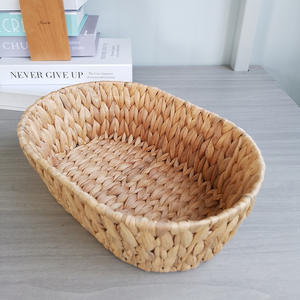 ตะกร้าเก็บของสานจากผักตบชวา ทำมือ รูปทรงสี่เหลี่ยมผืนผ้า สำหรับจัดเก็บของเล่น ตะกร้าเก็บของบนโต๊ะ สีธรรมชาติ RD235082 - Product Image 2