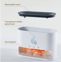 Humidificateur à pierre de sel de cristal alimenté par USB, diffuseur d'arômes 3D à flamme portable, diffuseur d'huiles essentielles, grande capacité pour la maison