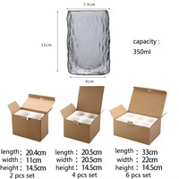 Ensemble de 2/4/6 tasses en verre borosilicate haute résistance, écologiques, résistantes à la chaleur, martelées, 350 ml, pour café, thé, jus