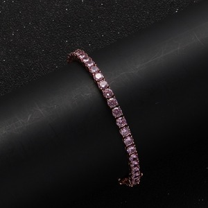 Pulsera de tenis de lujo con micro pavé de circonitas rosas, chapada en oro rosa, de 3/4/5 mm, pulsera de tenis con circonitas rosas de 7 y 8 pulgadas - Product Image 3
