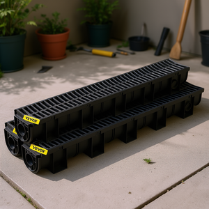 Sistema de drenaje Vevor 3x39 en canal de plástico negro, modelo para jardín - Product Image 2