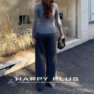 ชุดเสื้อถักนิตติ้งสำหรับผู้หญิงไซส์ใหญ่ Runqi สีเทากาแล็กซี่ เสื้อสีเทาชาร์โคล กางเกงขายาวสีพื้น เสื้อสเวตเตอร์แขนยาวพร้อมป้ายยี่ห้อ สำหรับฤดูใบไม้ร่วง - Product Image 3