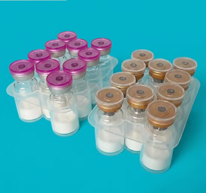 Tiered Capacity Clear Glass USB Plug Freeze-Dried Beauty Powder Pods Dermabrasion Multi-Hue Blue Pink Gold Alloy <b>Crimp</b> Lids - Product Image 1