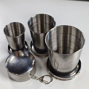 Camping Travel Camping Portable Mug Stainless Telescopic Stainless Steel Folding Water Drinking Cup with <b>Key</b> <b>Chain</b> - Product Image 6