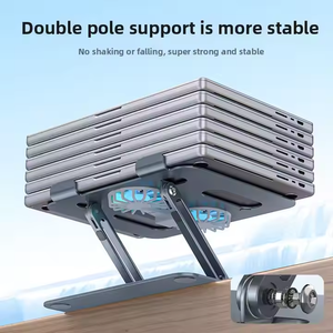 Support ergonomique pliable pour ordinateur <span class=keywords><strong>portable</strong></span> avec ventilateur de <span class=keywords><strong>refroidissement</strong></span> Support métallique refroidi par air pour ordinateur <span class=keywords><strong>portable</strong></span> de jeu Support pour 17.3 ordinateurs portables Tablette - Product Image 3