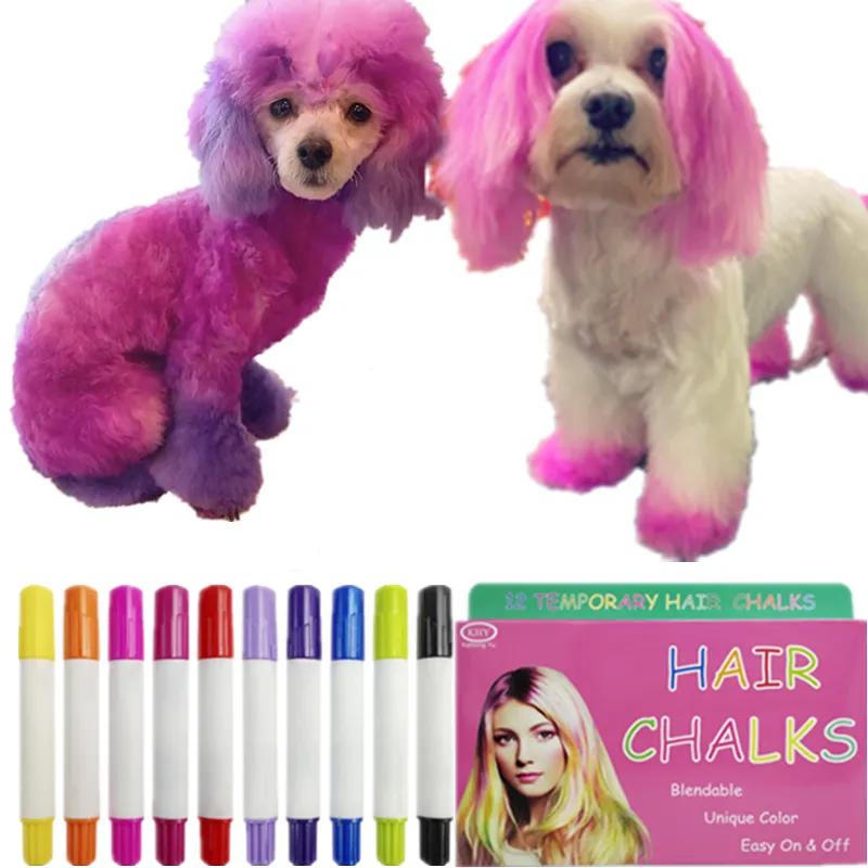 KHY מכירה לוהטת שאינו רעיל רחיץ למסיבה כלב פיגמנט רב צבע טוויסט שיער גיר מקל עפרונות סט
