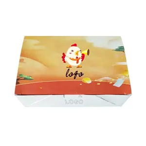New Arrival Fried Chicken Packaging Box with Aluminum Foil Coating Printing Custom Folding Snack Food Box Insulated Takeout Box