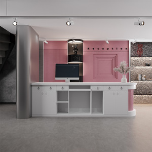 أثاث مكتب استقبال وردي بتصميم بسيط لصالون التجميل محطة ممرضة مستشفى عيادة أسنان مكتب أمامي - Product Image 6