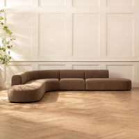 Canapé modulaire en L FERLY Organic Modern 4 pièces avec double chaise longue, design sculptural incurvé pour salon