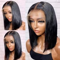 Peluca de Cabello Humano Barata al por Mayor Estilo Bob Corto con Encaje Transparente HD de 10 Pulgadas, Pelucas Bob Cortas con Cierre 4x4 para Mujeres de Raza Negra