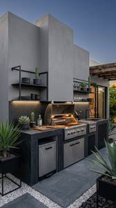 Cucina Esterna Moderna in Acciaio Inox 304, Impermeabile, Modulare, Personalizzabile, Resistente alle Intemperie, con Isola BBQ Integrata per Giardino - Product Image 2