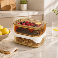 Boîte à lunch bento contemporaine en verre divisée pour préparation de repas au micro-ondes avec couvercles en PP compatibles lave-vaisselle