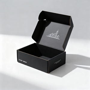 Boîte <span class=keywords><strong>d</strong></span>'avion noire de transport Boîtes en carton ondulé personnalisées extra rigides Matériaux recyclés Fermeture magnétique imprimable - Product Image 2