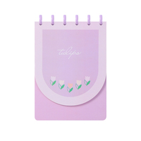 Cuaderno A5 Minimalista con Estampado de Tulipanes, Cubierta de Cartulina Blanca de Dos Capas, Encuadernación con Discos, Hojas Sueltas, 60 Hojas, Regalo
