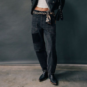 Novedades de Channel 2026, Jeans Moxie de Pierna Ancha con Cordón Ajustable, Cintura Media, Estilo Boyfriend, Patchwork, Pantalones Vaqueros Cortos - Product Image 3