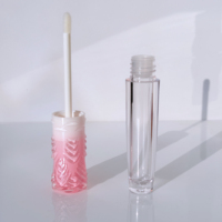 Tubes vides pour gloss à lèvres transparents personnalisés roses, vente en gros, tubes d'échantillons de gloss à lèvres en plastique en forme de fleur pour la vente en gros