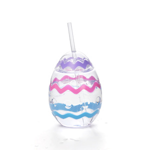 Bicchieri di plastica a forma di cartone animato da 600ml di plastica per animali domestici uovo di Pasqua di natale carota di coniglio in stile Chick tazza di paglia tazza - Product Image 4