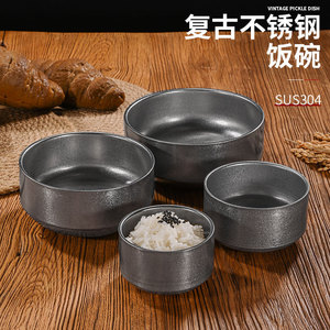 Bol rétro à double couche en acier inoxydable 304 pour riz, soupe, camping, utilisation en extérieur, design couleur unie - Product Image 4