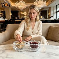 Ensemble de 3 bols à dessert en verre transparent texturé, bord perlé, petits bols de service pour la crème glacée, les salades de fruits, les puddings et les collations de fête