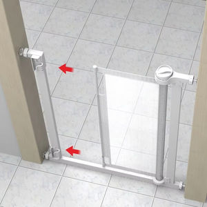Barrière de sécurité rétractable pour animaux de compagnie Prodigy SG014 pour bébé et petits animaux, porte en maille réglable, ensemble d'escaliers, bouton, matériau en fibre de verre - Product Image 1