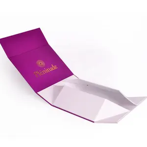纸板磁性盒方形高品质可折叠手工紫色白色女装包装