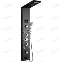 Ensemble de robinets de douche à lumière LED pour salle de bain Système de panneau de douche à effet de pluie à LED Jet Spray Baignoire Mélangeur d'eau SPA Écran de température