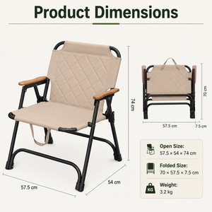 <b>Padded</b> Portable Outdoor <b>Folding</b> Camping <b>Chair</b> for Picnic Beach Leisure and Camping - Product Image 1