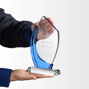 Benutzer definiertes Geschäfts geschenk Solid Momentoes Award Trophy Leere Kristallglas-Trophäe mit Sockel